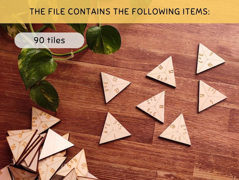 Trimino Multiplication Laser Files, Math Game SVG DXF, Math Lasercut, Elementary Math Teaching Aids, 4th Grade Math Center, Homeschool, Montessori, Glowforge Files, Xtool Files, Educational Toys, Multiplication Learning