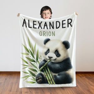 Panda Bear Baby Blanket, Panda Blanket, Personalized Baby Blanket, New Baby Gift, Animals Boy Nursery, Animal Baby Gift, Panda Baby Gift