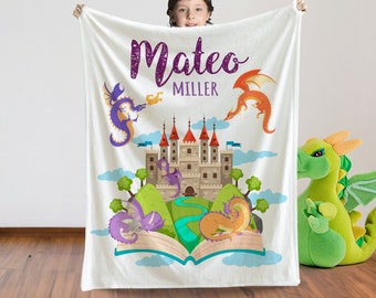 Personalized Dragon Baby Blanket: Plush Velveteen Nursery Decor