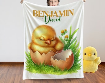 Personalized Chick Baby Blanket: Farm Nursery Decor