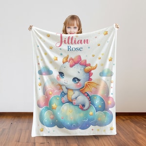 Personalized Dragon Baby Girl Blanket: Fantasy Nursery Decor