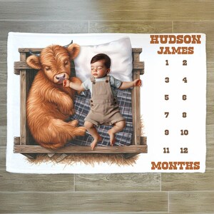 Western Theme Milestone Blanket, Personalized Baby Month Blanket, Personalized Baby Gift, Baby Shower Gift, Western Baby Gift