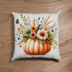 Fall Pumpkin Pillow Cover: Autumn Floral Decor