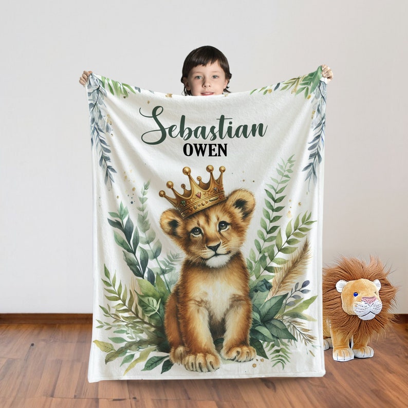 Personalized Lion Baby Blanket: Safari Jungle Nursery Decor - Etsy