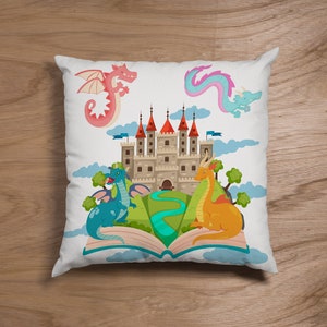 Dragon Nursery Pillow: Fantasy Castle, Dragon Crib Bedding