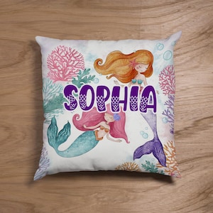 Personalized Mermaid Pillow: Custom Nursery Decor, Ocean Theme
