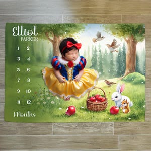 Forest Girl Baby Milestone Blanket, Personalized Month Blanket, Milestone Blanket, Month Custom Age Growth New Mom Baby Shower Gift