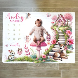 Personalized Fairy Tale Milestone Blanket: Baby Girl Photo Prop