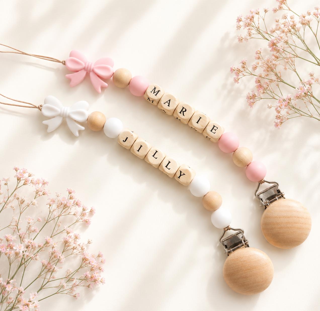 Personalized Dummy Clip Bow, Pacifier Holder, Personalized Pacifier ...