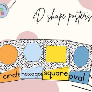 Spotty 2D shape posters for kids / Printable classroom decor / Digital download / Primary school / Preschool and Kindergarten