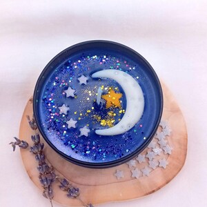 Chamomile Scented Soy Candle: Wax Moon, Stars & Glitter (4oz/8oz)