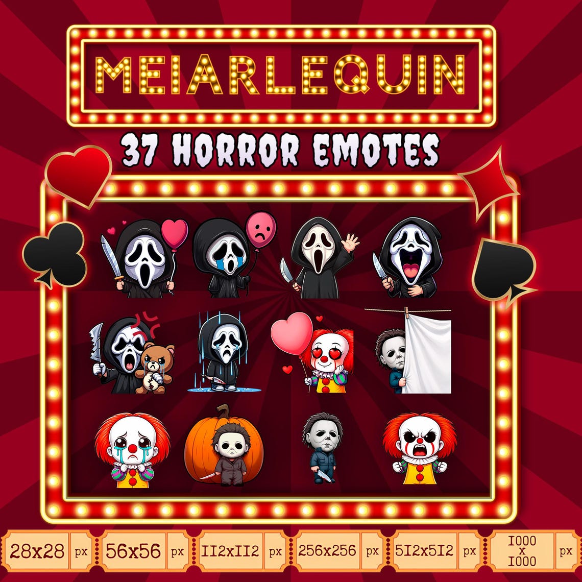 37 Halloween Horror Emotes Pack for Twitch – Cute Slasher Streamer ...