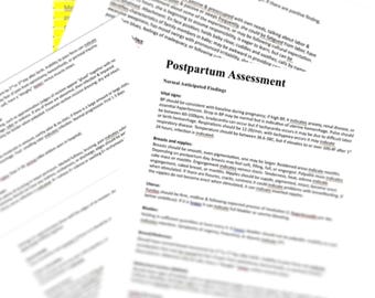 Postpartum Assessment Study Guide