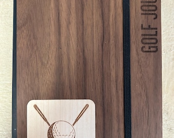 Personalized Golf Journal: Wood Cover Golf Specific Prompted Pages A5 Notebook, Yardage Book