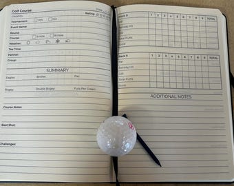 GOLF JOURNAL NOTEBOOK yardage book golf gift journal personalized golf journal father's day gift retirement gift A5 notebook