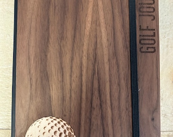 GOLF NOTEBOOK JOURNAL personalized wood cover with golf specific prompted pages golf journal golf gift.