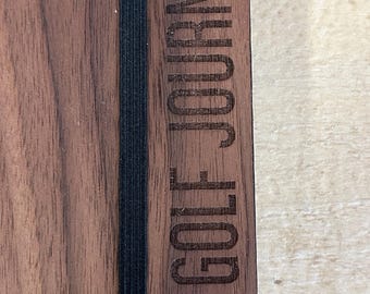 GOLF JOURNAL NOTEBOOK wood cover with golf prompted pages notebook journal yardage book personalized golf notebook journal