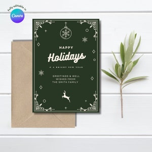 Minimalistische kerstkaartsjabloon, prettige feestdagen en een helder nieuwjaarskaart zonder foto, zakelijke kerstkaart zonder foto