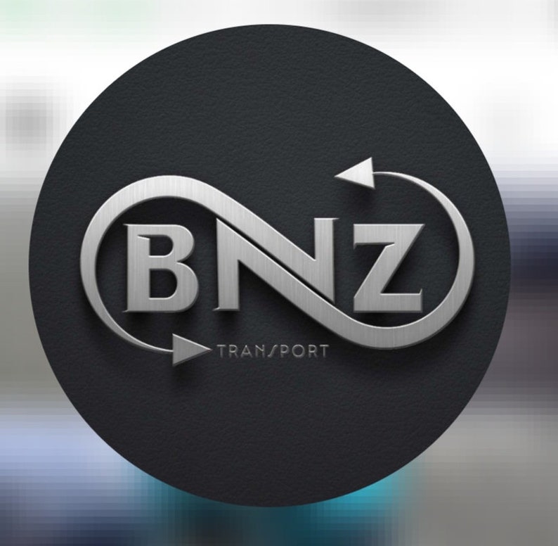 May include: A silver logo with the letters BNZ in an infinity symbol with arrows pointing in opposite directions. The text "TRANSPORT" is below the logo.