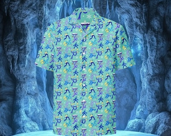 Abominable Snow Day Winter Holiday Button Down, Comfy Cryptid Yeti Button Up Shirt