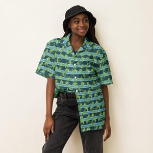 Loch Ness Monster Button Down Cryptid Nessie Button Up Green Lake Monster Cryptozoology Shirt