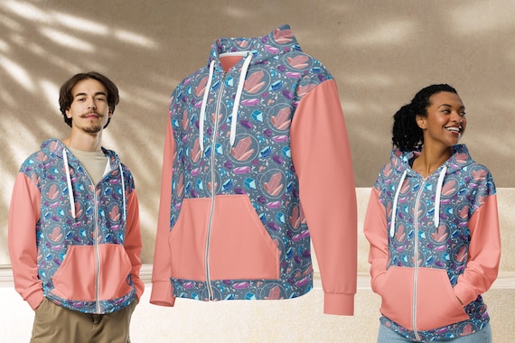 Sweat a capuche zippe unisexe boheme cristal veste hippie chic a imprime pierres precieuses respectueux de l environnement Etsy France