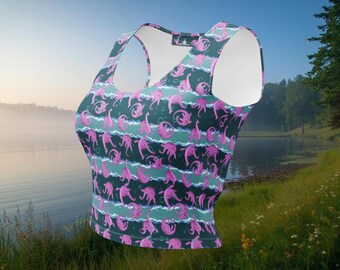 Loch Ness Monster Crop Tank Top: Recycled Fabric Cryptid Nessie Design