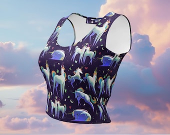 Dazzling Unicorn Gym Outfit Crop Top: Comfy Magical Animal Gift Tank Top Athleisurewear