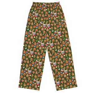 Spicy Gingerbread People All-over print unisex wide-leg pants, Funny Christmas Pj Pants, Adult Holiday Pajamas