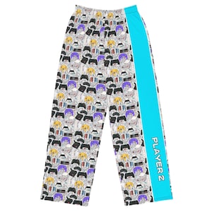 Retro Gamer “Player 2” Co-Op PJ Pant, Gaming Couple Controller Pajamas unisex wide-leg pants