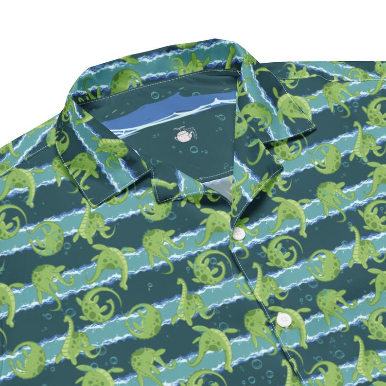 Loch Ness Monster Button Down Cryptid Nessie Button Up Green Lake Monster Cryptozoology Shirt