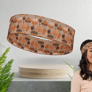 Pumpkin Coquette Headband, Halloween themed headgear, fall workouts