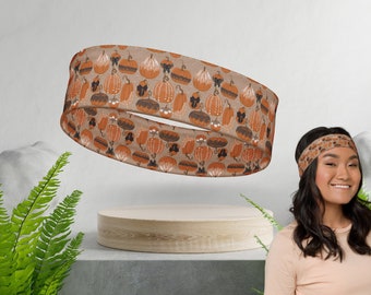 Pumpkin Coquette Headband, Halloween themed headgear, fall workouts