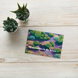 Carte postale standard colorée de désert de cactus vibrant