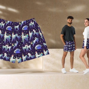 Dazzling Unicorn uniseks gerecyclede sportshort, hardloop- of zwemshort