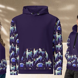 Dazzling Unicorn Unisex Hoodie, Unicorn Hooded Sweatshirt, No Zip Hoodie with Pocket, Pride Gift