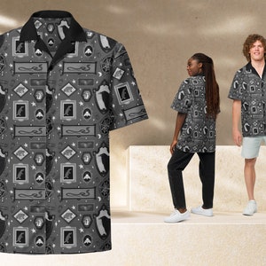 Gothic Animal Gallery Unisex button shirt, Spooky Season Button Down, Halloween Shirt