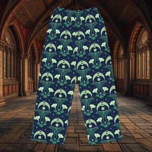 Celestial Eclipse Lunar Moth Comfy Casual Loungewear: Moon Lily Boho Pajama Pants