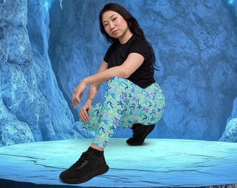 Abominable Snow Day Stretchy Yoga Pants, Vibrant Yeti Athleisure Winter Holiday Leggings