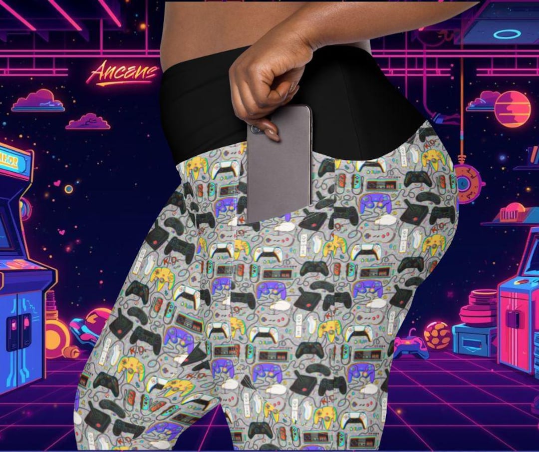 Game Rapper Pants Retro Game Controller Yoga Pants Gamer Gear Athleisurewear Crossover ...