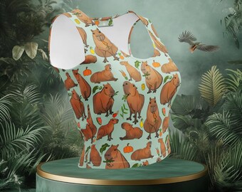 Hungry Capybara Comfy Loungewear Crop Top: Body-Hugging Activewear Tank Top