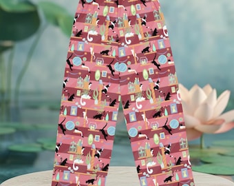 Cat Caper All-over print unisex wide-leg pants; Kitty Cat’s Pajama Pants Great Gift for Cat Lovers