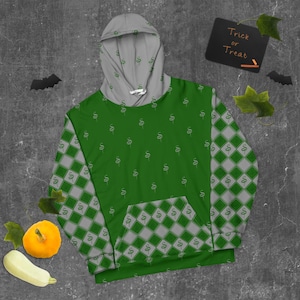 Snake House Pullover, Green & Silver Hoodie, Unisex Eco-Friendly Pullover Hooded Sweatshirt, HP Gift for Friend