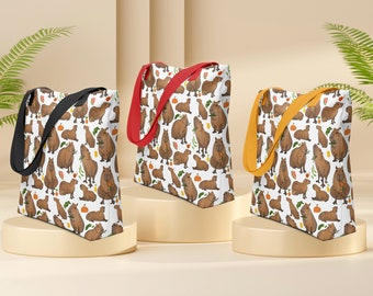 Cute Cozy Capybara Tote bag, Gift for Capy Fans, capybara eating nom noms