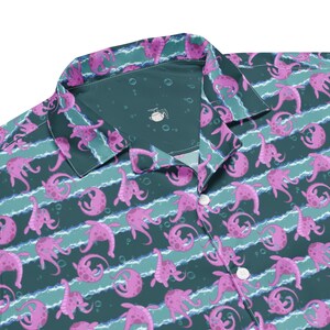 Loch Ness Monster Button Down Cryptid Nessie Button Up Lake Monster Shirt