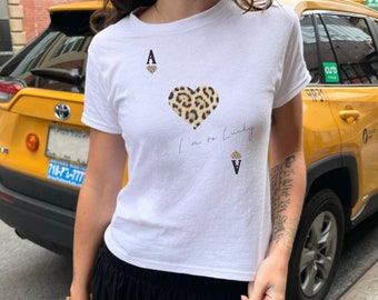 Leopard Print Lucky Girl Baby Tee • Y2K Coquette Fitted Tee