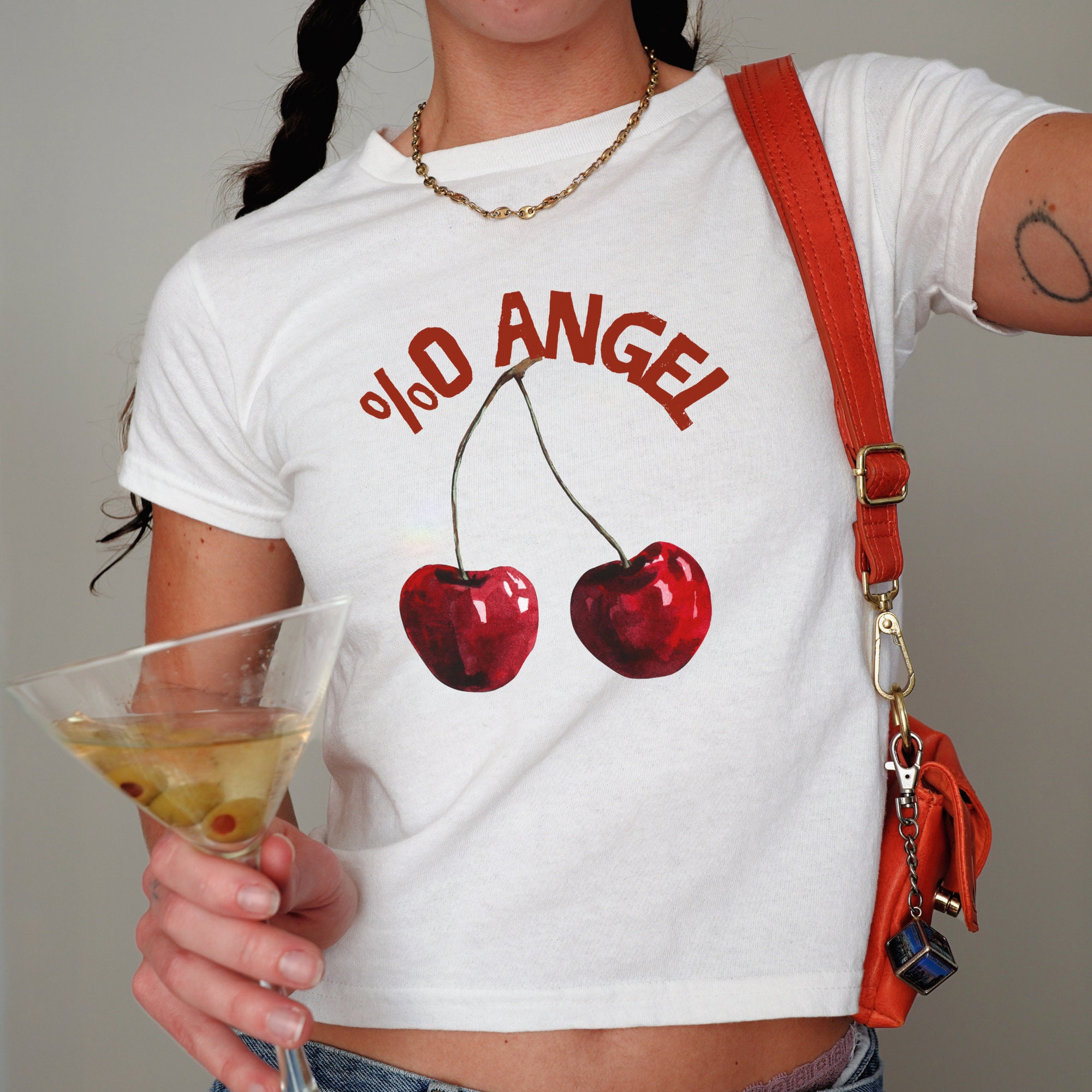 Cherry Baby Tees, Y2K Baby Tee, %0 Angel Cherry Baby Tee Cherry Baby Tees, Y2K Baby Tee, %0 Angel Cherry Baby Tee