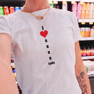 I Heart Cocktails Baby Tee | Cocktails t-shirt | Martini Coquette Baby Tee | 90s Style Clothing | Y2K Baby Tee, Gifts For The Cowgirl