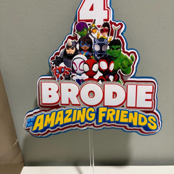 Spidey and His Amazing Friends Cake Topper – Personalized Spidey Birthday Cake Topper – Custom Name & Age – Superhero Party Decoration