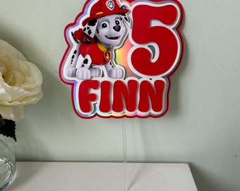 Red Paw patrol design (fire Marshall) cake topper , many other characters available :)